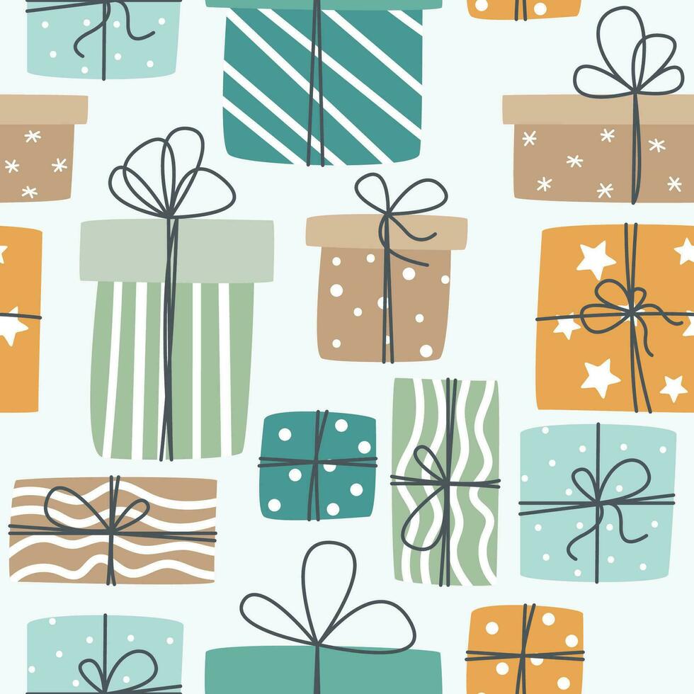 Weihnachtsgeschenkboxen nahtloses Muster vektor