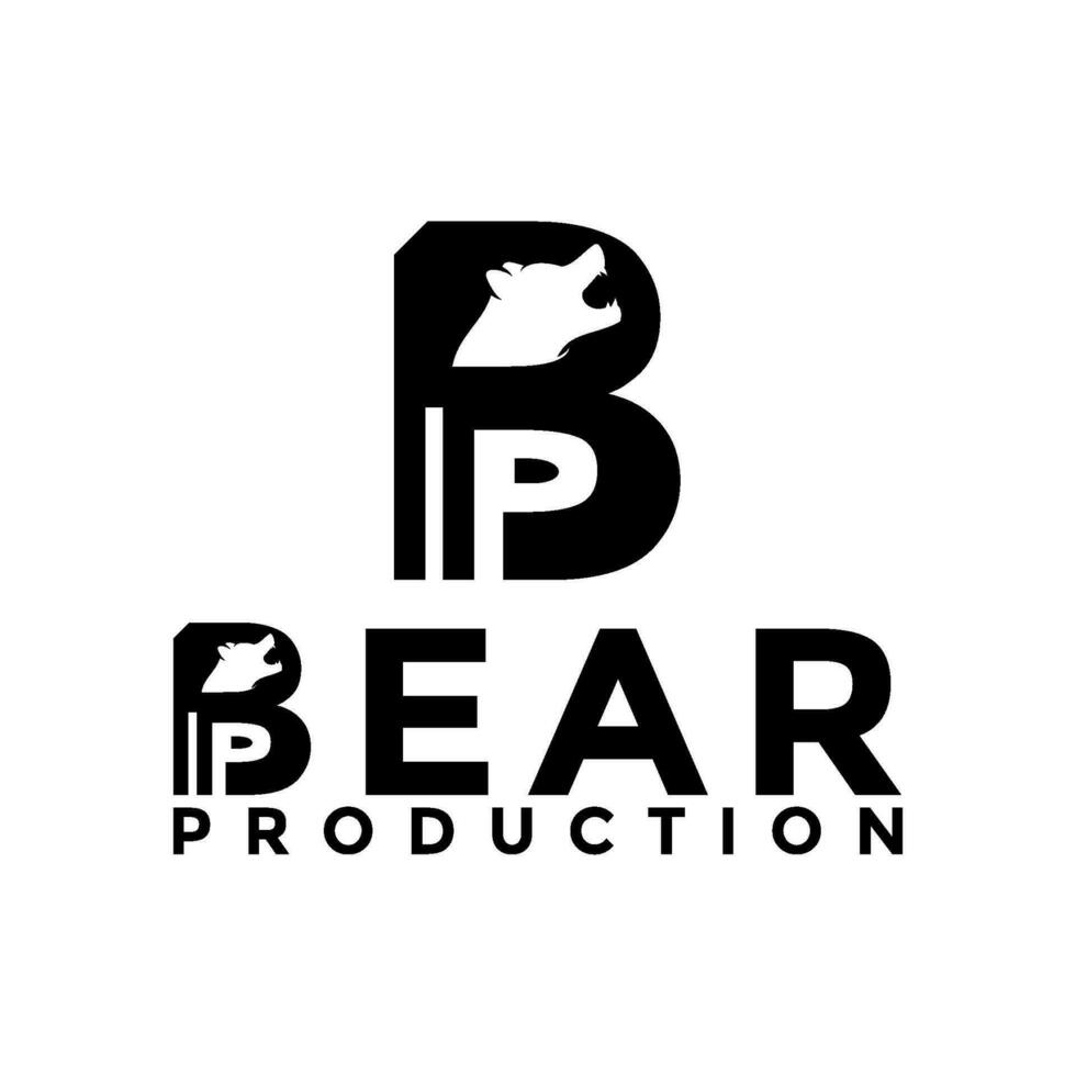 Brief bp und Bär Kopf Logo Design, Bär Logo vektor