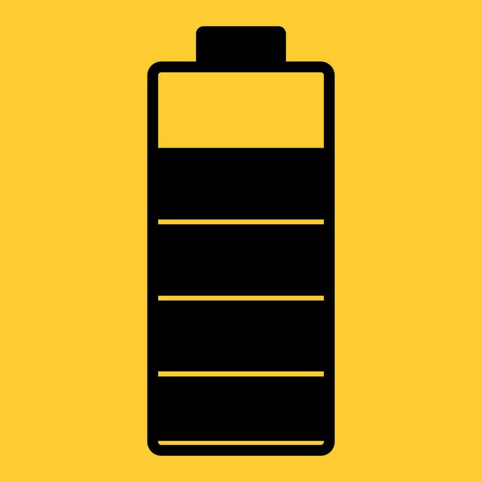 ein Illustration von ein fast voll Batterie Aufladung. schwarz und Gelb Farben. Vektor Symbol