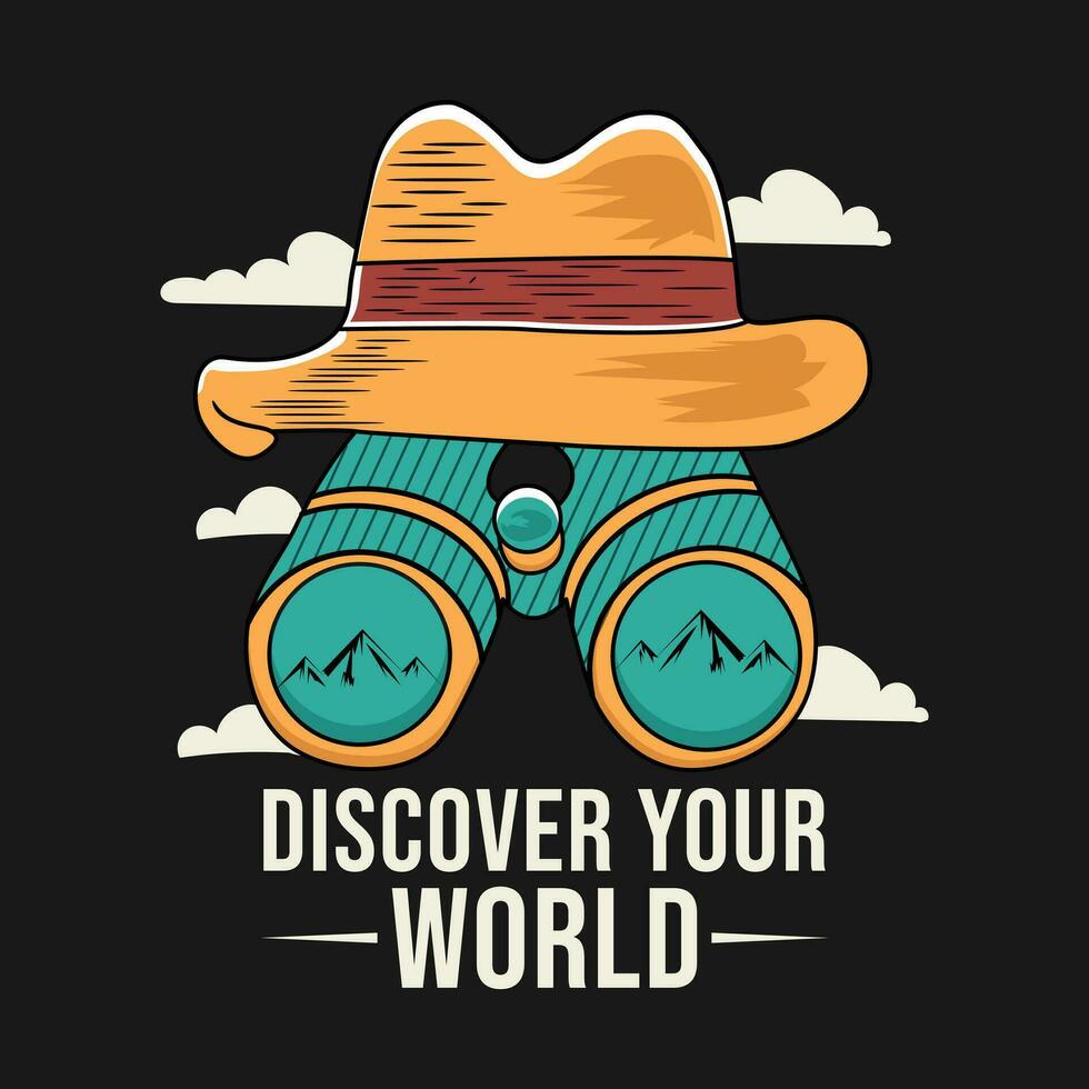 Upptäck din värld äventyr touring t-shirt design vektor