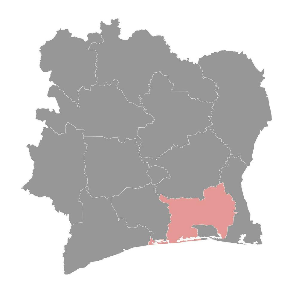 Lagunen Kreis Karte, administrative Aufteilung von Elfenbein Küste. Vektor Illustration.