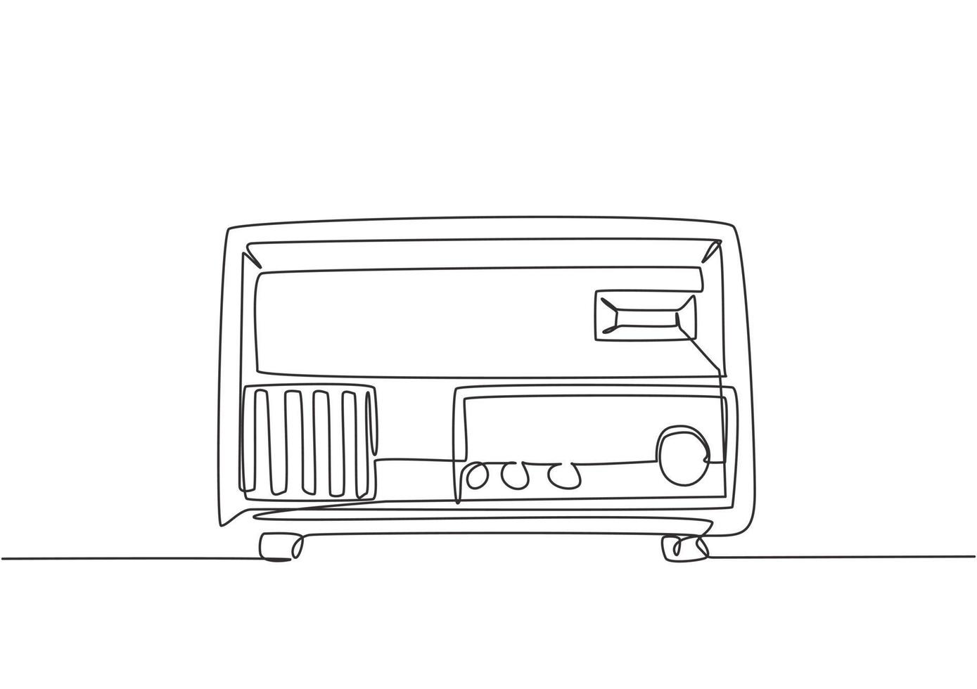 enda kontinuerlig linje ritning av retro gammaldags analog radio. klassiskt vintage sändare teknik koncept. musikspelare en rad rita design grafisk vektorillustration vektor