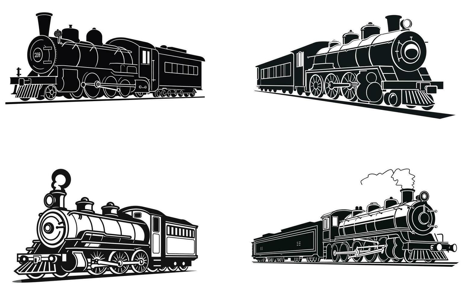 årgång ånga tåg, retro tåg, årgång emblem transport vektor illustration,