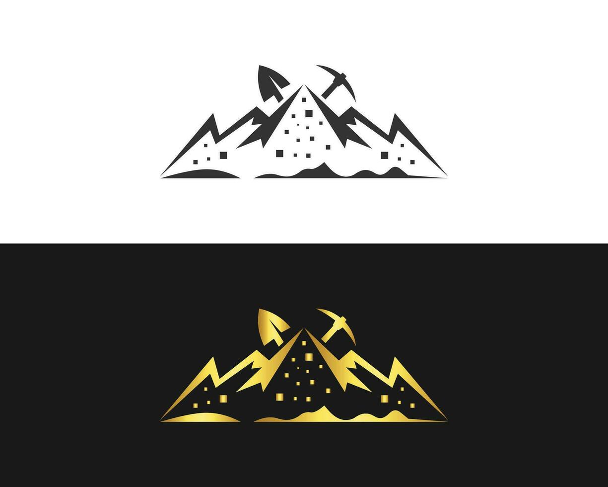 einfach Bergbau Krypto Berg Logo Design Vektor Vorlage.