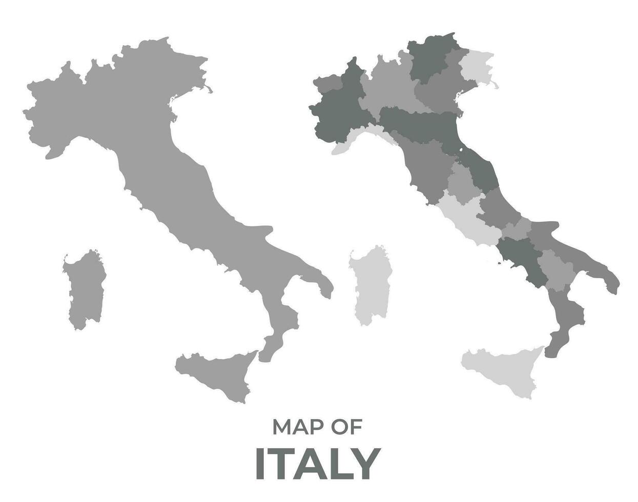 gråskale vektor Karta av Italien med regioner och enkel platt illustration