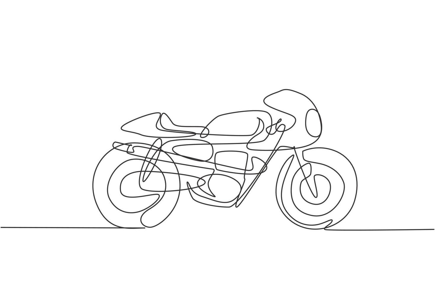 Eine einzige Strichzeichnung des alten Retro-Vintage-Motorrads. Vintage-Motorrad-Transportkonzept kontinuierliche Linie zeichnen Design-Grafik-Vektor-Illustration vektor