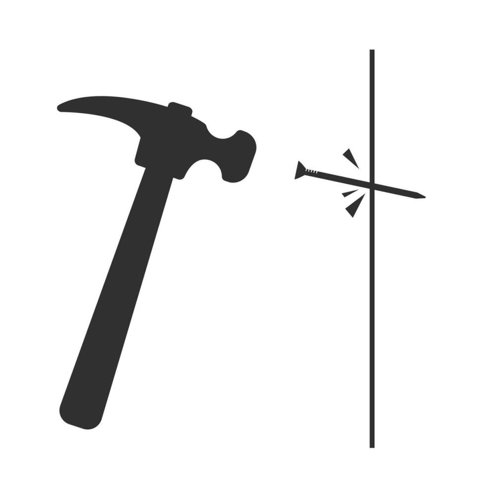 Reparatur Symbol. Hammer und Nagel. tun es du selber selbstgemacht. Vektor