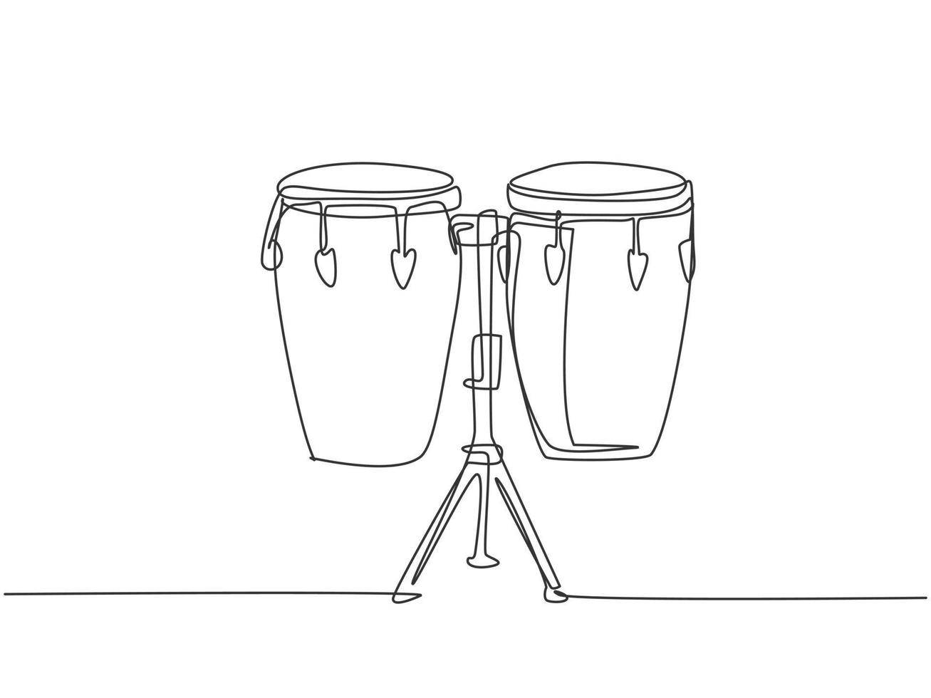 en kontinuerlig linjeteckning av traditionell afrikansk etnisk trumma, bongo. slagverk musikinstrument koncept. dynamisk enkel linje rita grafisk design vektor illustration