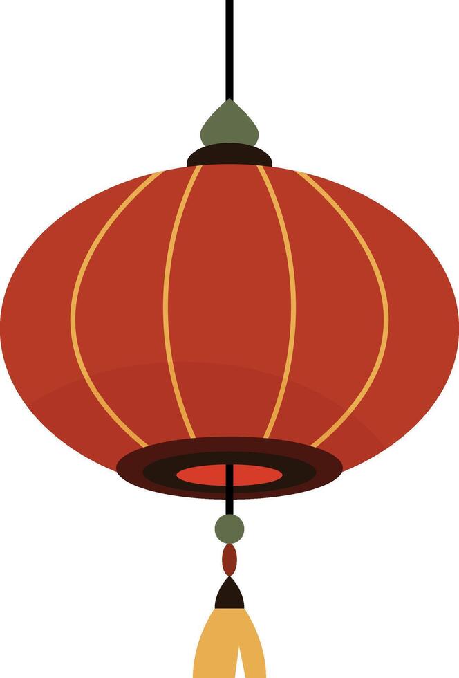 Chinesisch Laterne eben Symbol im rot und Gelb Farbe, traditionell Chinesisch rot Taschenlampe mit golden Dekorationen vektor