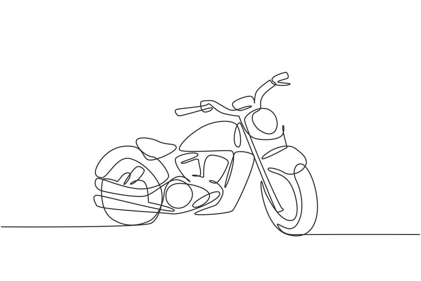 Eine durchgehende Strichzeichnung des Retro-Oldtimer-Motorradsymbols. klassisches Motorrad-Transportkonzept einzeilige Grafikdesign-Vektorillustration zeichnen vektor