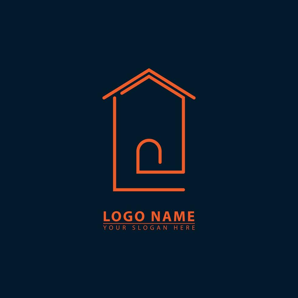 guld linje form hus logotyp. byggnad och byggnad design vektor logotyp.