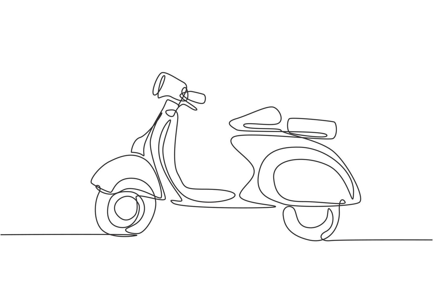 en enda radritning av gammal retro vintage urban motorcykel. vintage motorcykel transport koncept kontinuerlig linje rita design vektor illustration grafisk