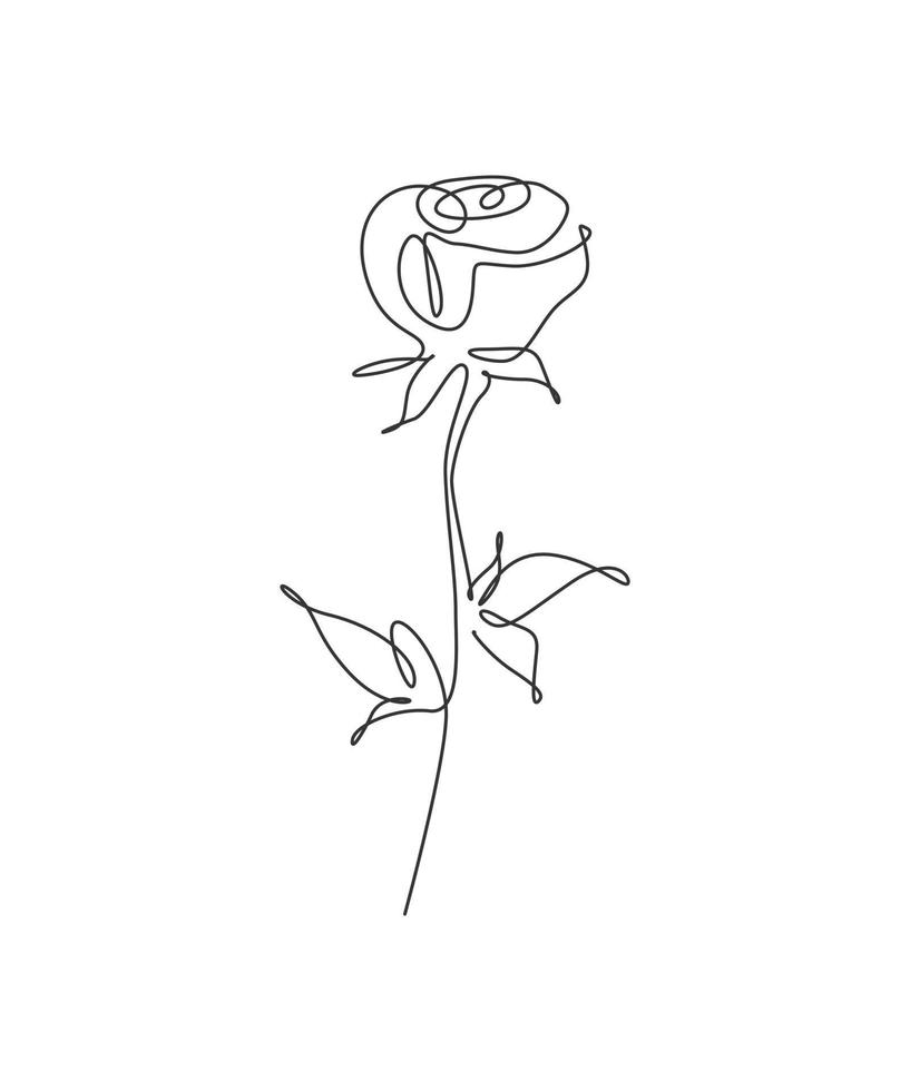 einzelne durchgehende Linie, die minimalistische Schönheit rote Rosenblume zeichnet. Blumenkonzept für Poster, Wandkunst, Tragetasche, Handyhülle, T-Shirt-Druck. trendige einlinie zeichnen design vektorgrafik illustration vektor