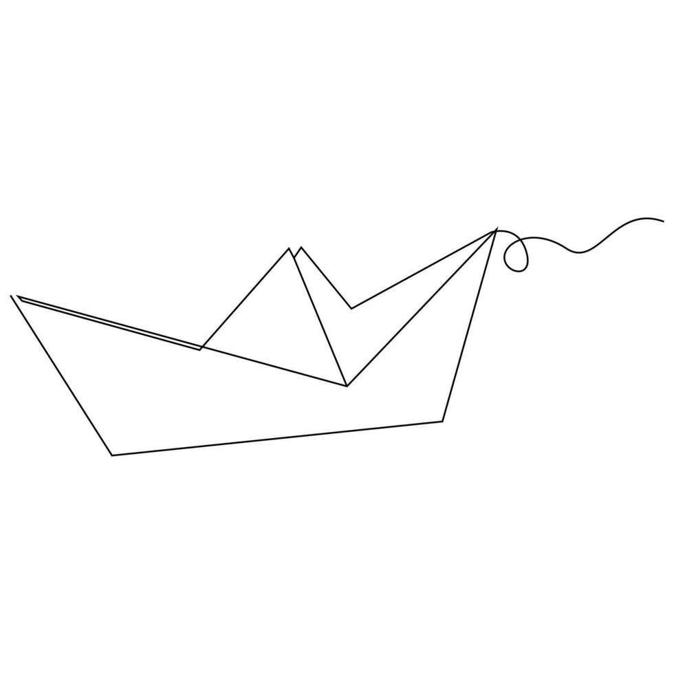 kontinuierlich Papier Boot Single Linie Gliederung Vektor Kunst Zeichnung und einfach einer Linie minimalistisch Design
