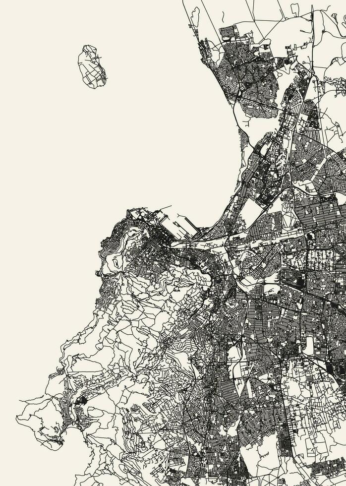Stadt Straße Karte von Kap Stadt, Süd Afrika vektor