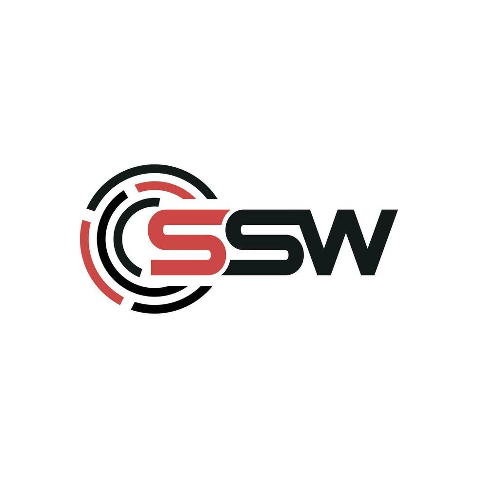 ssw brev logotyp design vektor