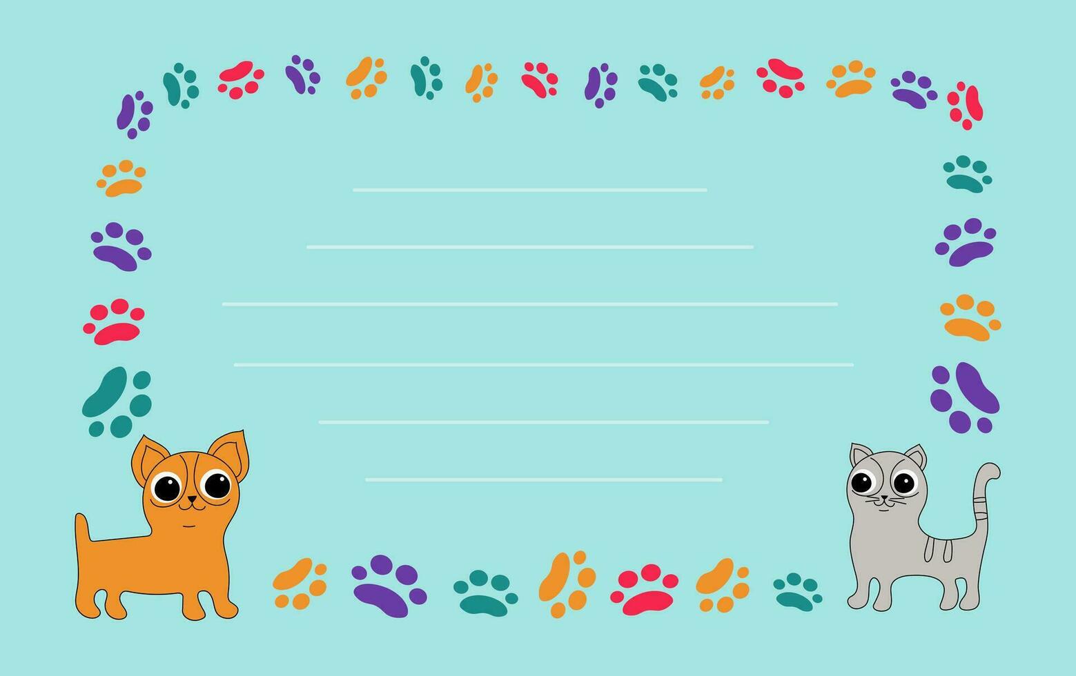 ram. tecknad serie hund, katt, fotspår, Tass grafik av de djur. ornament, ikoner med sällskapsdjur. vektor bakgrund för skriva ut design . kort med Plats för text. sällskapsdjur Produkter. sällskapsdjur lägga märke till baner begrepp
