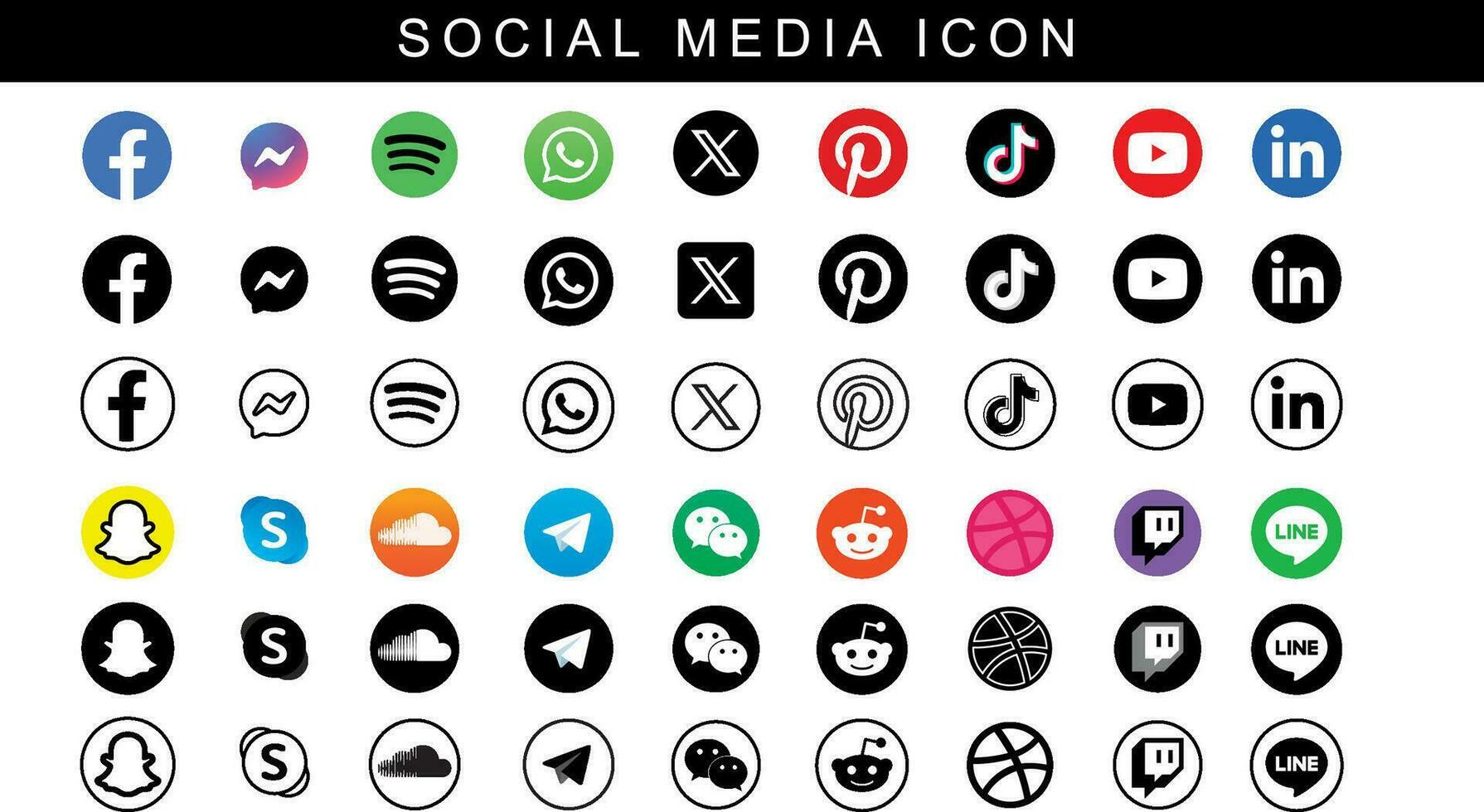 social media ikoner - Allt i ett vektor ikoner