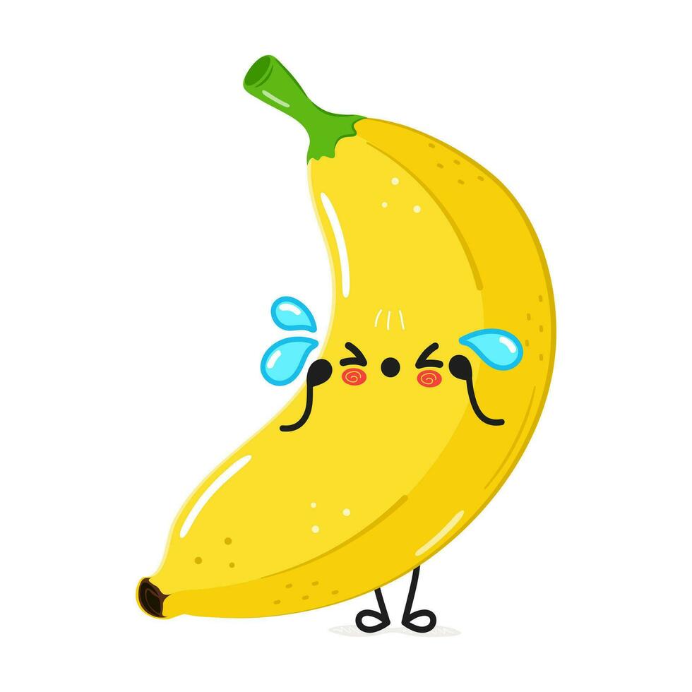 traurig Banane Charakter. Vektor Hand gezeichnet Karikatur kawaii Charakter Illustration Symbol. isoliert auf Weiß Hintergrund. traurig Banane Charakter Konzept