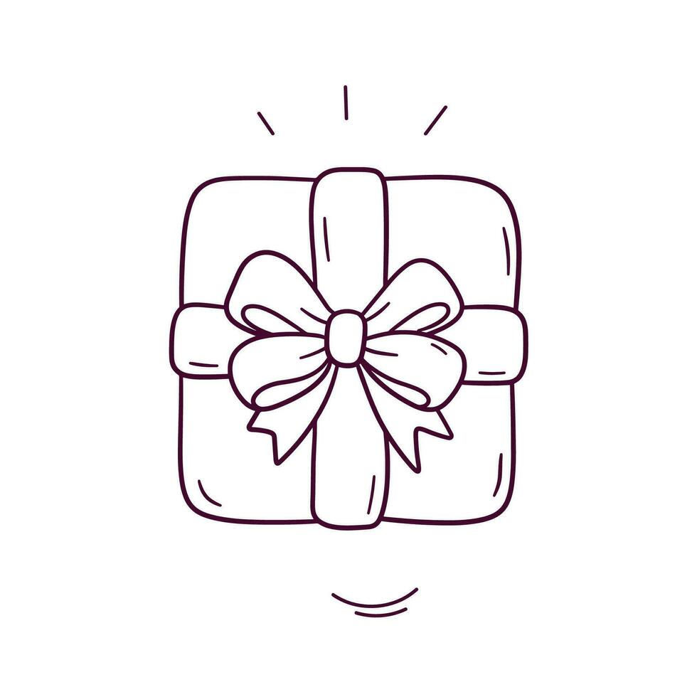 Hand gezeichnet Illustration von Geschenk Box Symbol. Gekritzel Vektor skizzieren Illustration