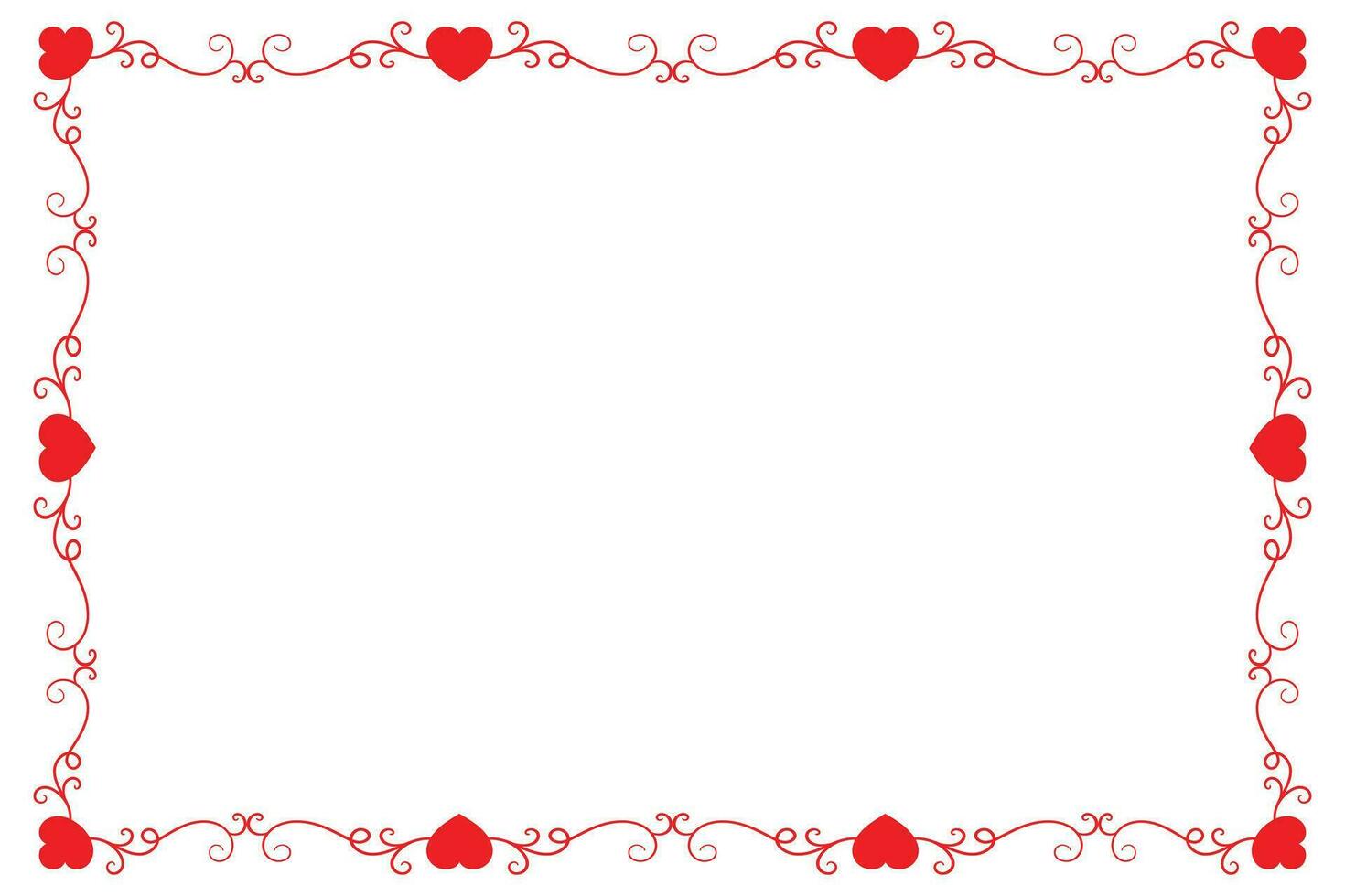 hjärta virvla runt romantisk kärlek ornament isolerat gräns layout, röd hjärtan utsmyckad tilldela ram gräns, valentines dag kort gräns fyrkant ram design, dekorativ hjärta rektangel ram vektor element