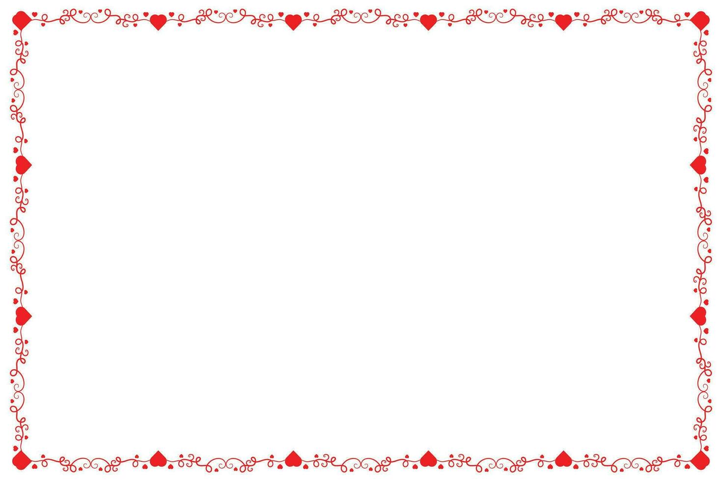 Herz Strudel romantisch Liebe Ornamente isoliert Rand Layout, rot Herzen aufwendig vergeben Rahmen Grenze, Valentinsgrüße Tag Karte Rand Platz Rahmen Design, dekorativ Herz Rechteck Rahmen Vektor Element