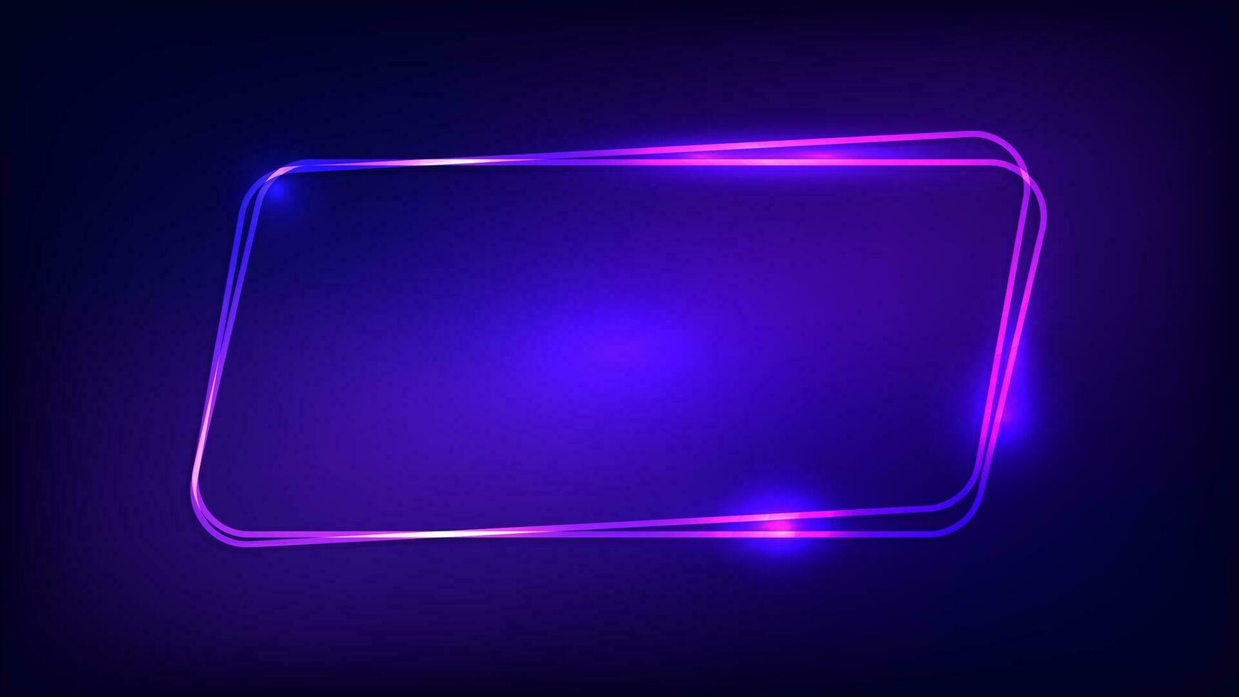 Neon- doppelt Rahmen mit leuchtenden Auswirkungen vektor
