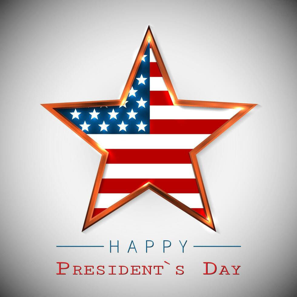 glücklich des Präsidenten Tag Gruß Karte mit Star von USA vektor