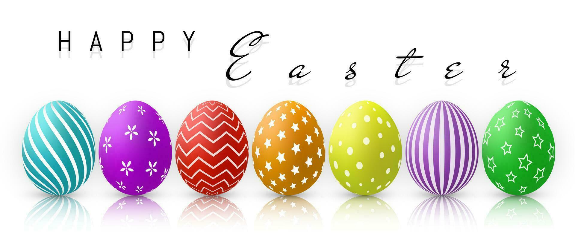 glücklich Ostern, Farbe Eier Sammlung mit Gradient Gittergewebe, Design Vorlage, Vektor Illustration