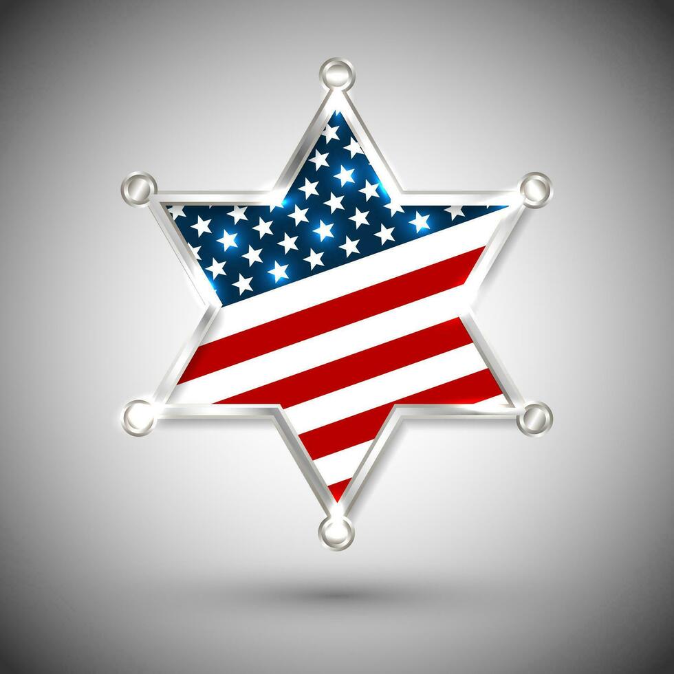 Sheriff Abzeichen Gruß Karte mit Star von USA vektor