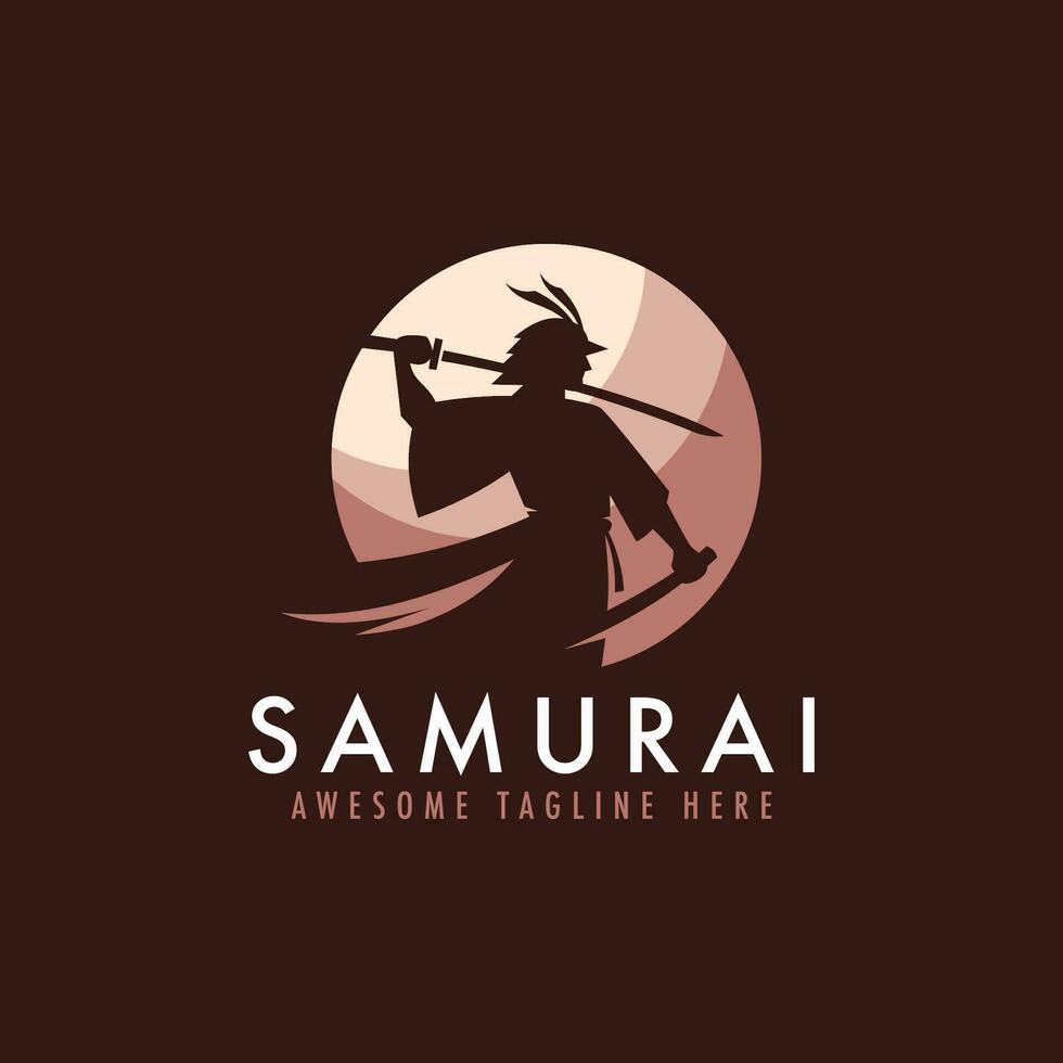 samuraj logotyp vektor illustration. japansk krigare maskot emblem för spel team.