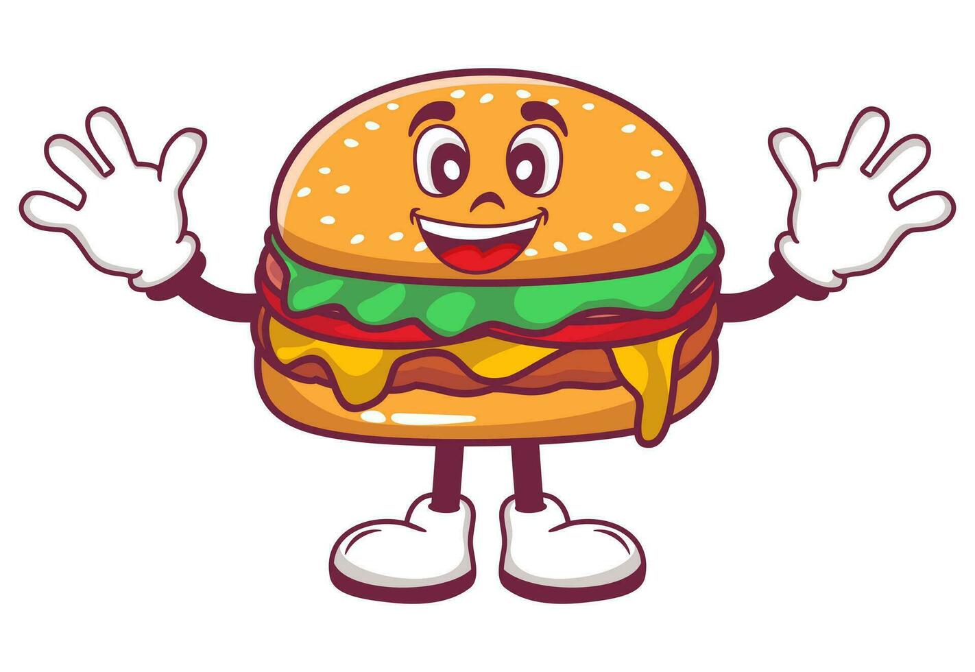 Vektor Hand gezeichnet Burger Karikatur Illustration