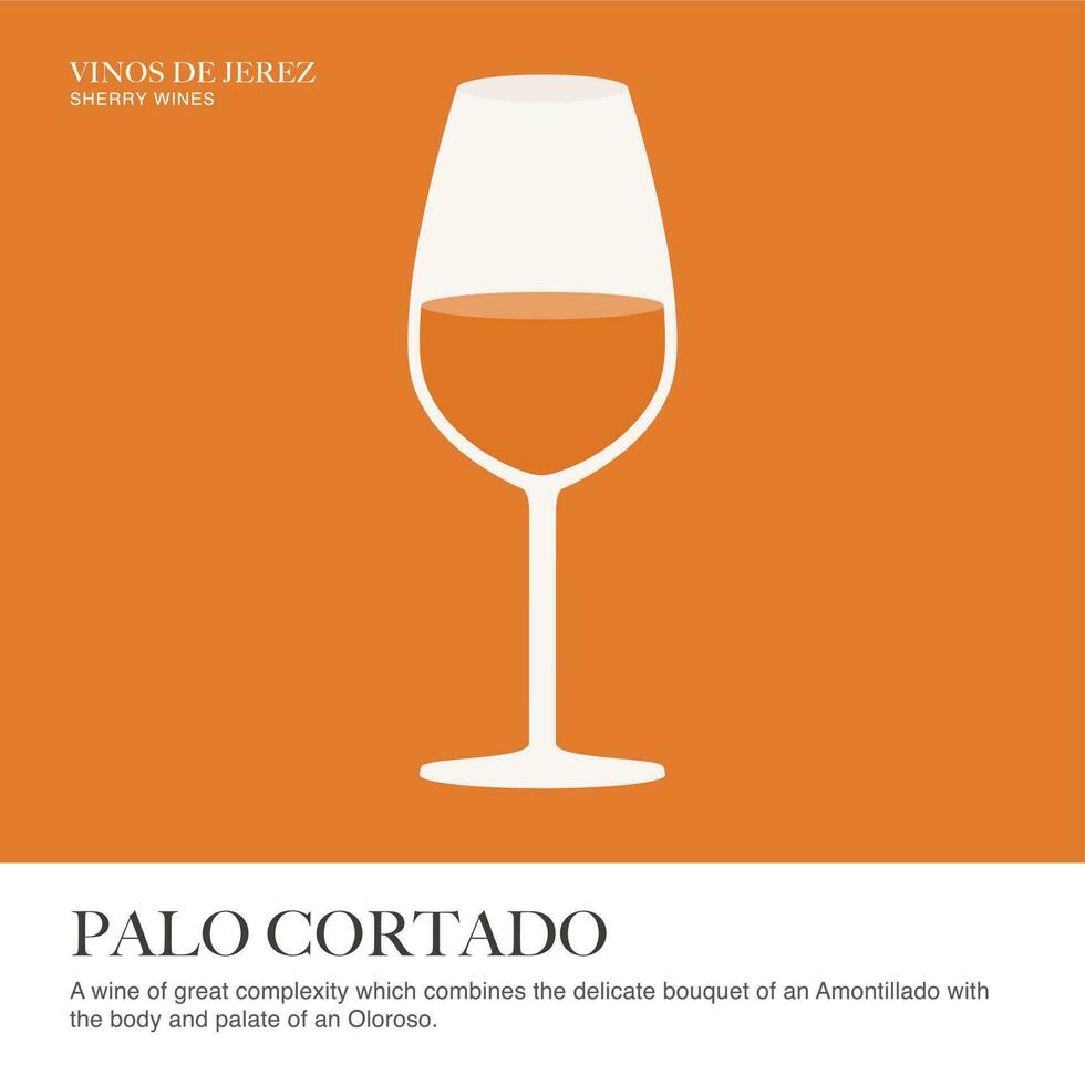 Palo Cortado spez Blatt. Sherry Wein. illustriert leiten zum Riegel, Restaurants, Tourist Führer, Enzyklopädien vektor