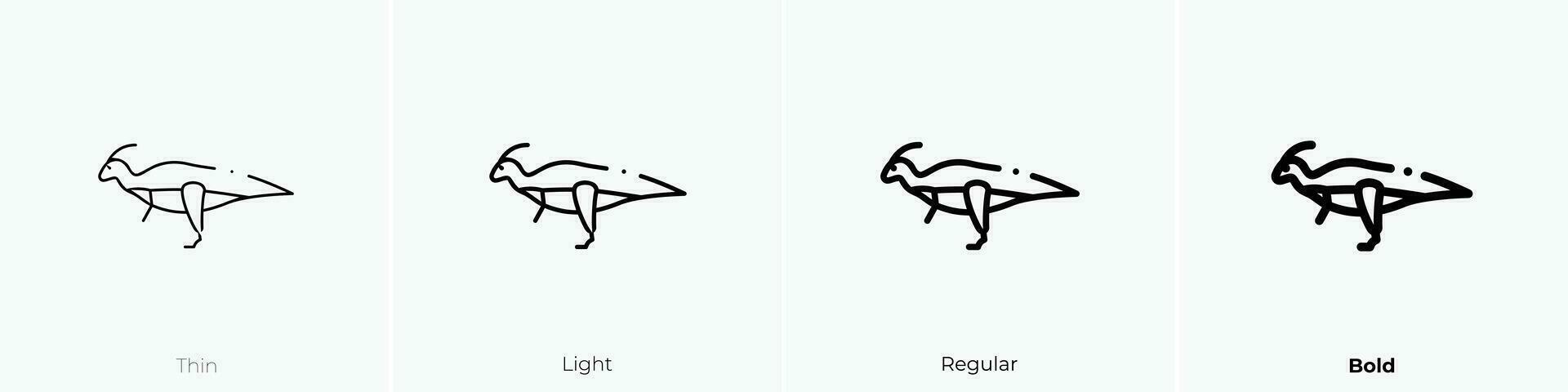 parasaurolophus ikon. tunn, ljus, regelbunden och djärv stil design isolerat på vit bakgrund vektor