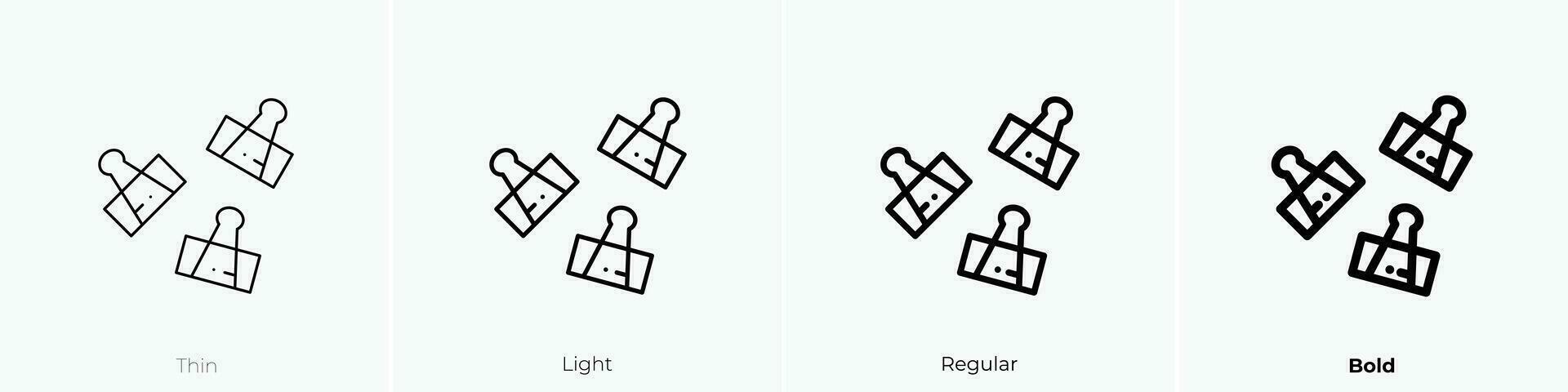 Büroklammer Symbol. dünn, Licht, regulär und Fett gedruckt Stil Design isoliert auf Weiß Hintergrund vektor