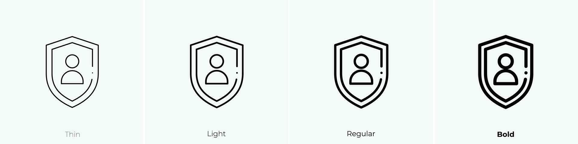 persönlich Sicherheit Symbol. dünn, Licht, regulär und Fett gedruckt Stil Design isoliert auf Weiß Hintergrund vektor