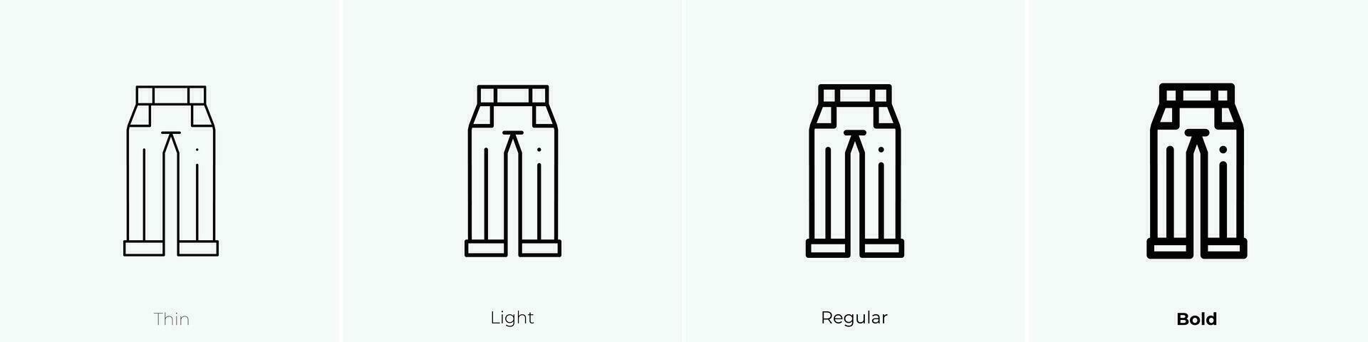 byxor ikon. tunn, ljus, regelbunden och djärv stil design isolerat på vit bakgrund vektor