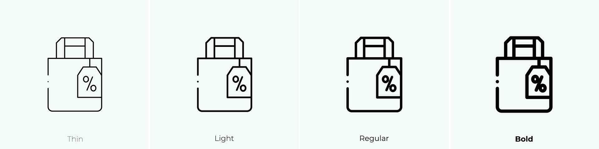 Papier Tasche Symbol. dünn, Licht, regulär und Fett gedruckt Stil Design isoliert auf Weiß Hintergrund vektor