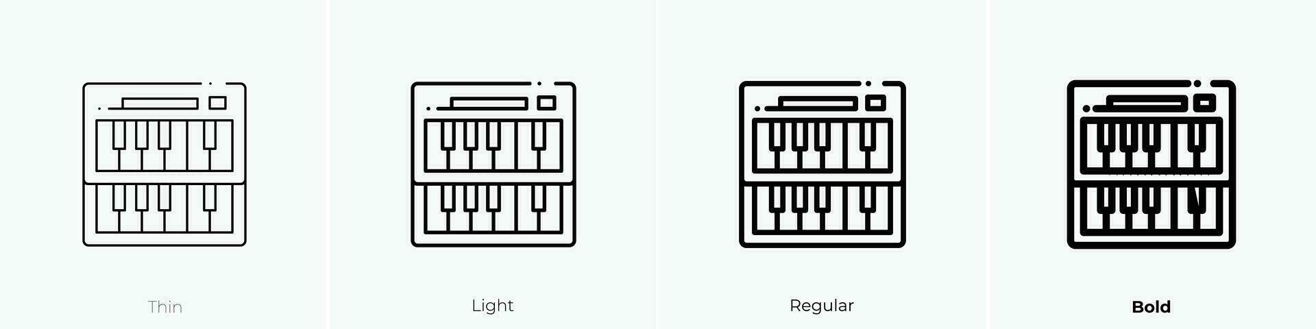 Klavier Symbol. dünn, Licht, regulär und Fett gedruckt Stil Design isoliert auf Weiß Hintergrund vektor