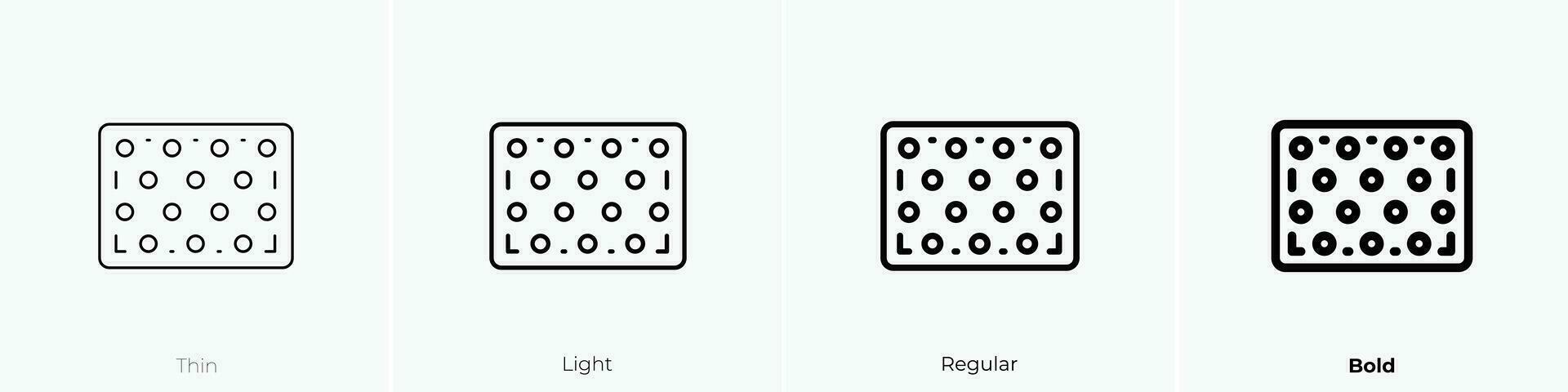 Tabletten Symbol. dünn, Licht, regulär und Fett gedruckt Stil Design isoliert auf Weiß Hintergrund vektor