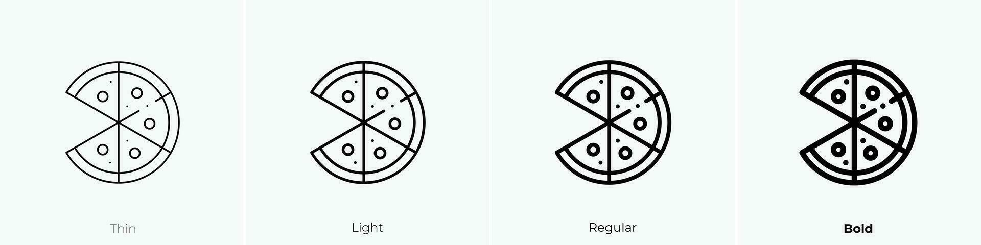 pizza ikon. tunn, ljus, regelbunden och djärv stil design isolerat på vit bakgrund vektor