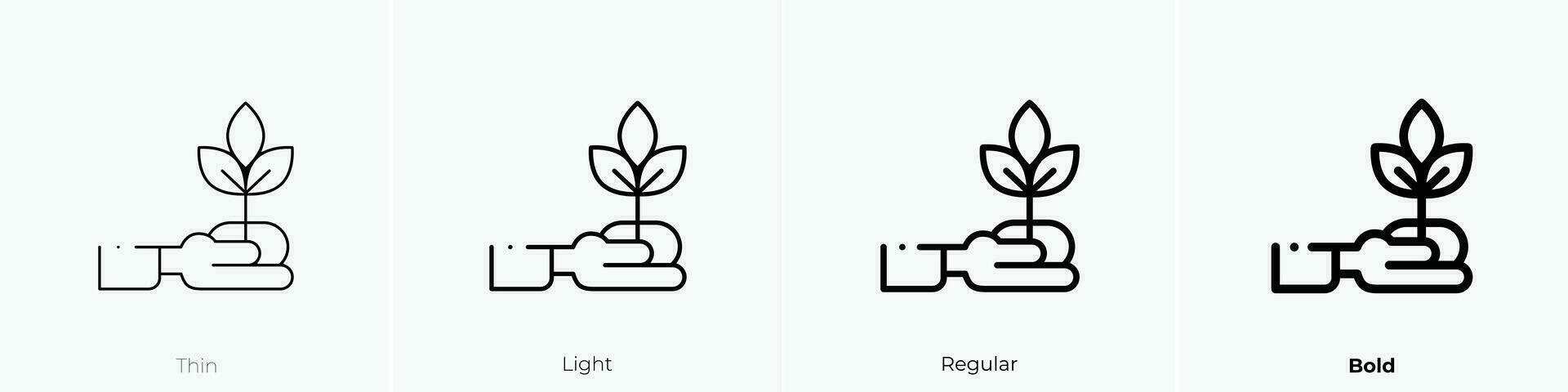 Pflanze Symbol. dünn, Licht, regulär und Fett gedruckt Stil Design isoliert auf Weiß Hintergrund vektor