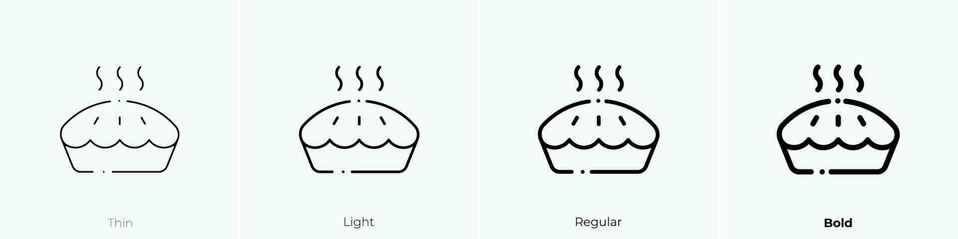 Kuchen Symbol. dünn, Licht, regulär und Fett gedruckt Stil Design isoliert auf Weiß Hintergrund vektor