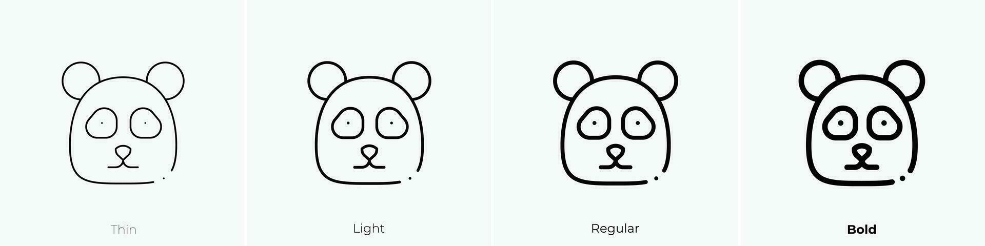 Panda Bär Symbol. dünn, Licht, regulär und Fett gedruckt Stil Design isoliert auf Weiß Hintergrund vektor