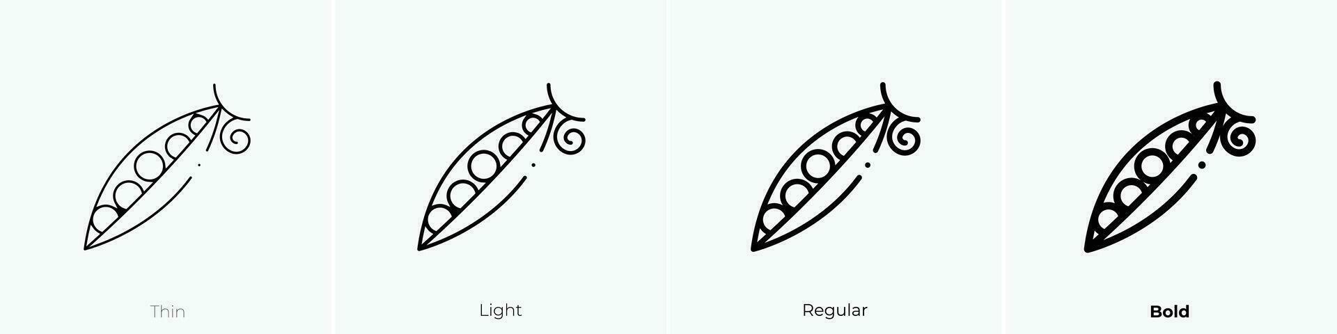 Erbsen Symbol. dünn, Licht, regulär und Fett gedruckt Stil Design isoliert auf Weiß Hintergrund vektor