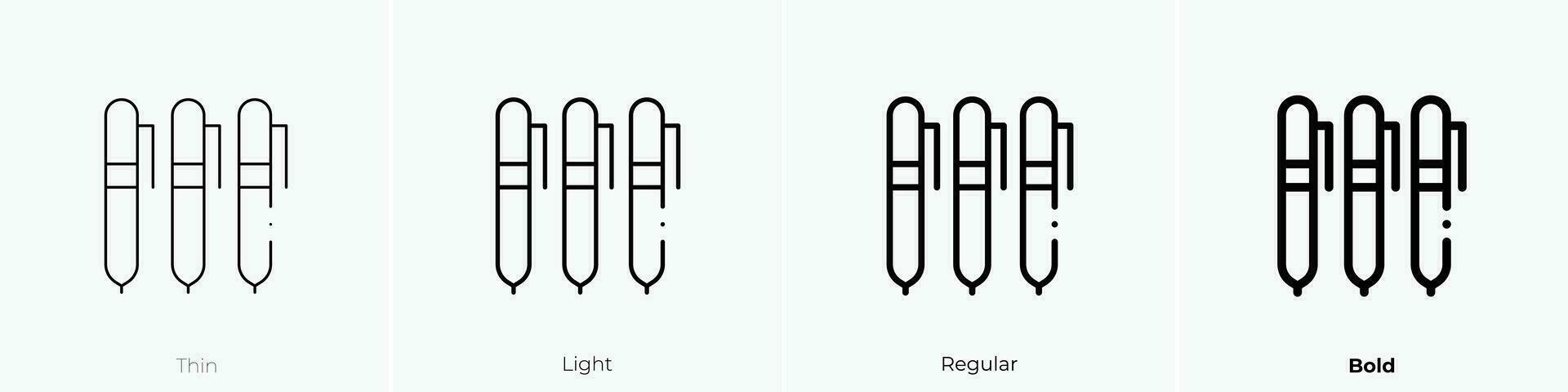 Stifte Symbol. dünn, Licht, regulär und Fett gedruckt Stil Design isoliert auf Weiß Hintergrund vektor