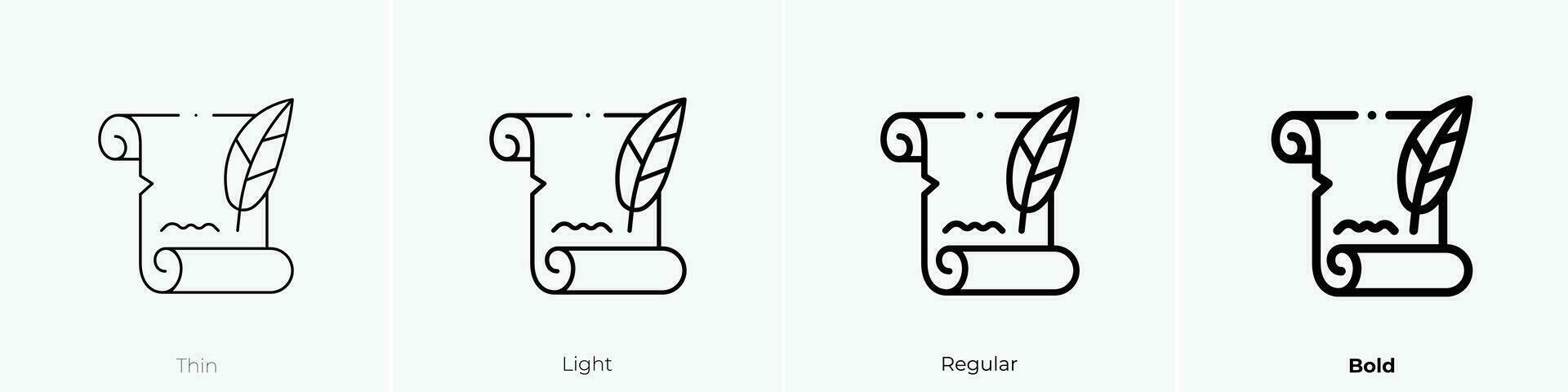 Pergament Symbol. dünn, Licht, regulär und Fett gedruckt Stil Design isoliert auf Weiß Hintergrund vektor