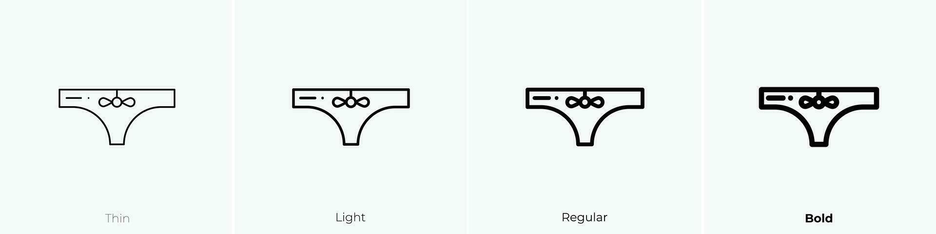 Höschen Symbol. dünn, Licht, regulär und Fett gedruckt Stil Design isoliert auf Weiß Hintergrund vektor