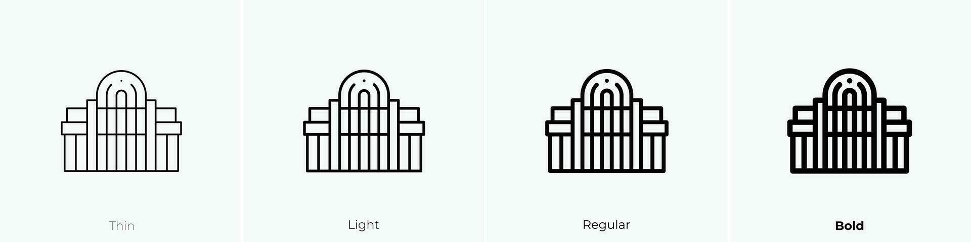 Parlament Symbol. dünn, Licht, regulär und Fett gedruckt Stil Design isoliert auf Weiß Hintergrund vektor