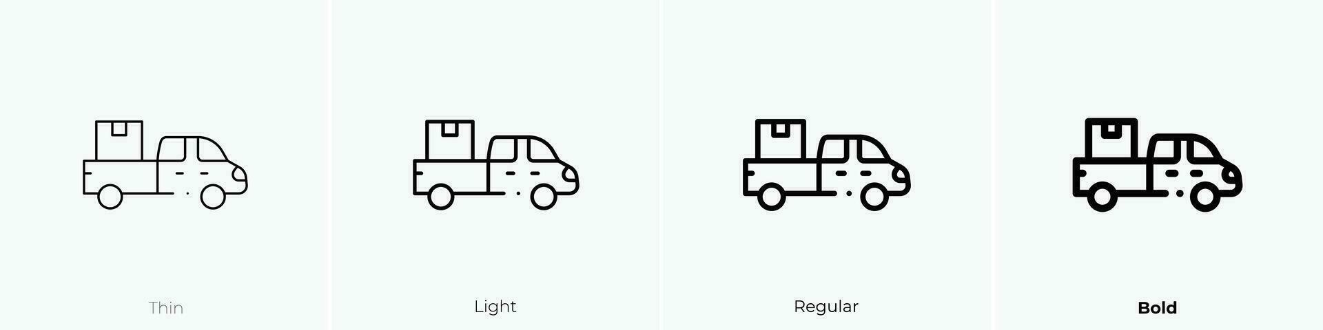 abholen LKW Symbol. dünn, Licht, regulär und Fett gedruckt Stil Design isoliert auf Weiß Hintergrund vektor